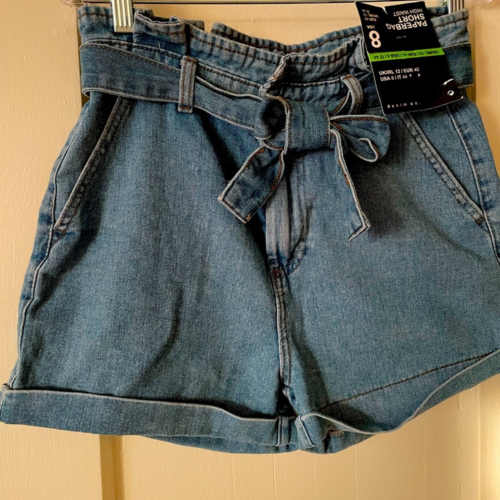 Paper bag shorts, denim shorts, waist shorts, jean shorts, women shorts